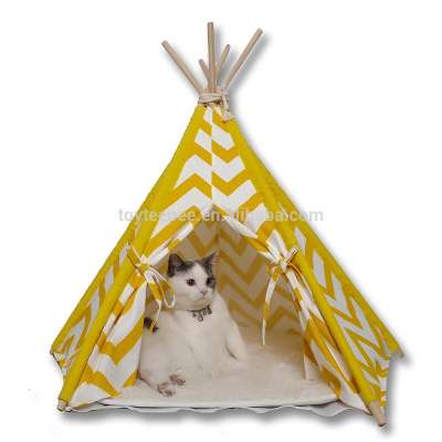 Color Stripe Canvas Pet Bed Teepee Indian Tents For Small Dog